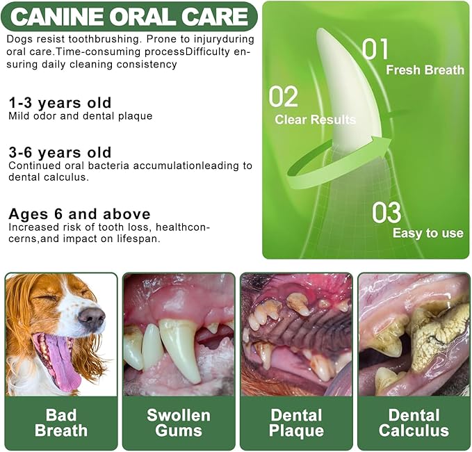 Dog Dental Powder, 6 oz, Dog Teeth Cleaning Powder & Cat Breath Freshener, Plaque Off Pet Tooth Cleaning - Combating Dental Plaque, Tartar Cleaning and Removal, Fighting Bad Breath, Oral Care