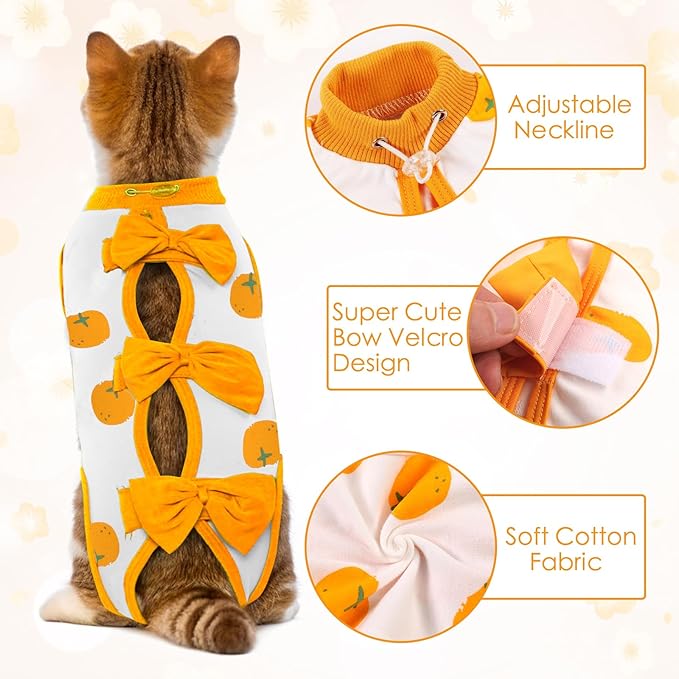 DENTRUN Cat Surgery Recovery Suit Anti Licking Spay Snuggly Vest, Pet Surgical Recovery Shirt After Surgery for Male Female Cat Small Dog Cone E-Collar Alternative