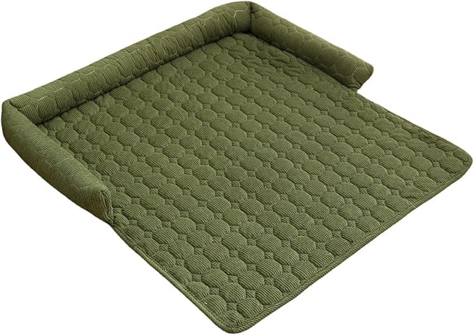 Pet Couch Covers for Sofa, 29" L × 29" W Calming Dog Bed Fluffy Dog Plush Mat for Furniture Protector with Bolster, Washable Removable Couch Cover for Small, Medium, Large Dogs and Cats (Green)