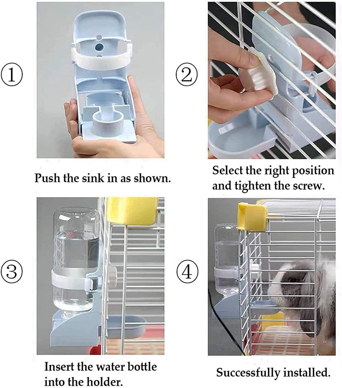 kathson 2PCS Rabbit Water Bottle, 17oz Hanging Water Fountain Automatic Dispenser No Leak WaterFeeder for Bunny Chinchilla Guinea Pig Hedgehog Ferret