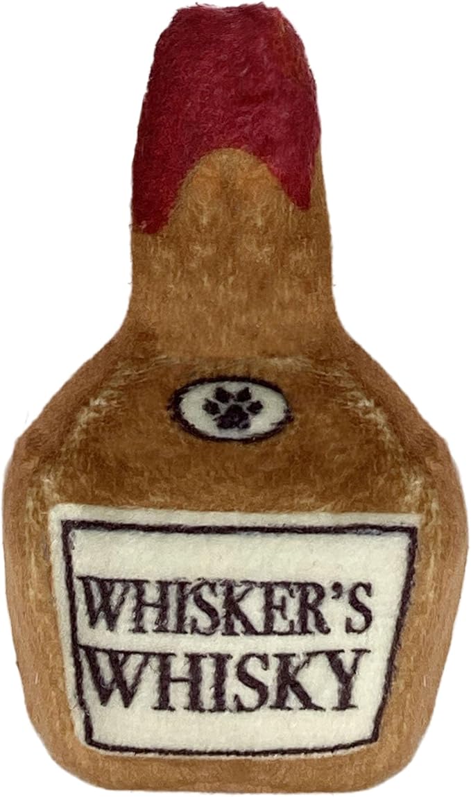Huxley & Kent Plush Cat Toy - Interactive Catnip Toy for Cats & Kittens - Soft Kitty Toy with Crinkle & Catnip - Fun Indoor Play Toy - Whisker's Whiskey