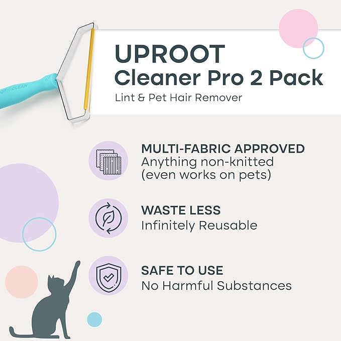 Uproot Cleaner Pro Pet Hair Removal Tool -2 Pack-Special Dog Hair Remover Multi Fabric Edge and Carpet Rake by Uproot Clean-Cat Fur Remover for Couch, Pet Towers, Rugs, Cat Mats and Trunks & Much More