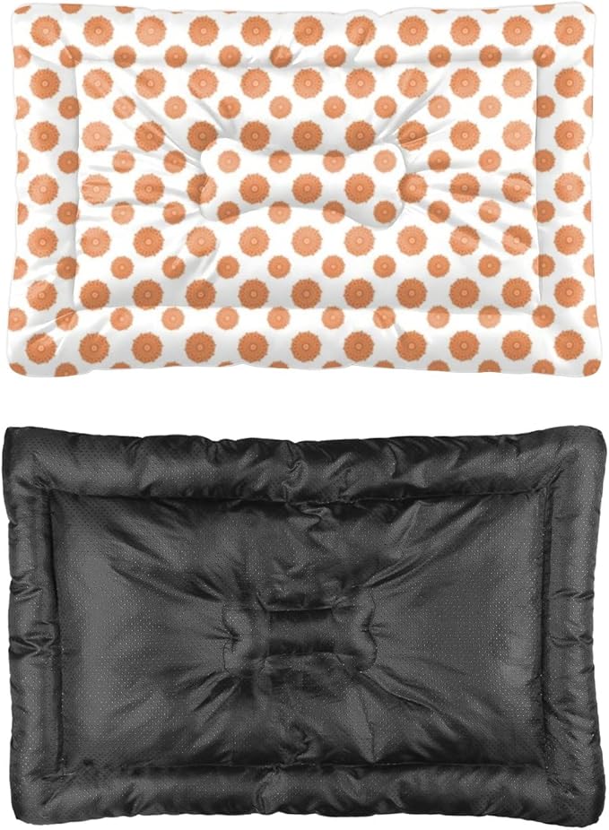 Orange Polka Dot Cute Big Dog Bed Furniture Dog Crate Mat Washable Crate Pad Washable Puppy Bed for Non-Slip Small Chew Resistant for Mat Needs Home Indoor Outdoor 24X18 Inch