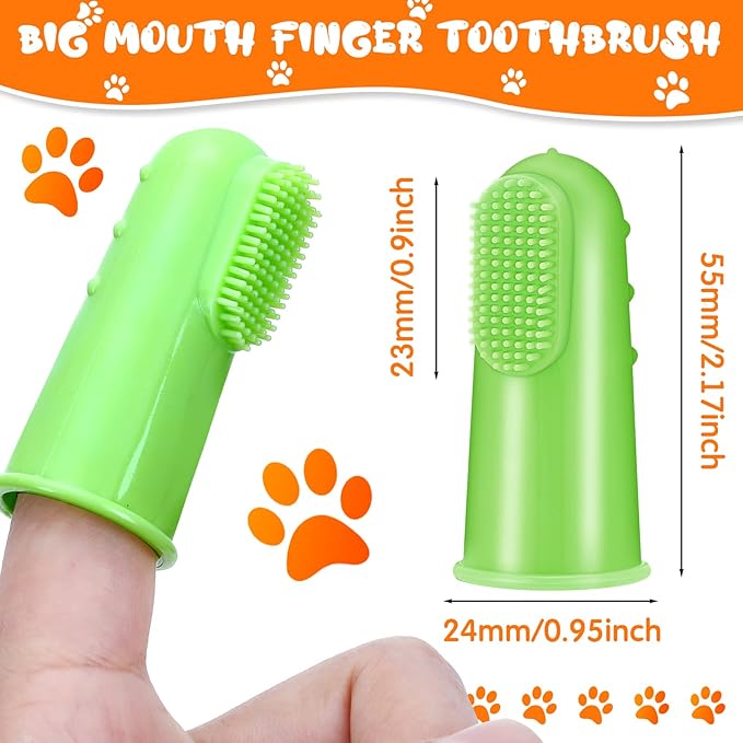 Nuogo 80 Count Dog Toothbrush Soft Finger Brushes Pet Finger Toothbrush Easy Teeth Cleaning Dog Tooth Brush Oral Care Pet Dental Brush Cleaning for Small Cats and Puppy
