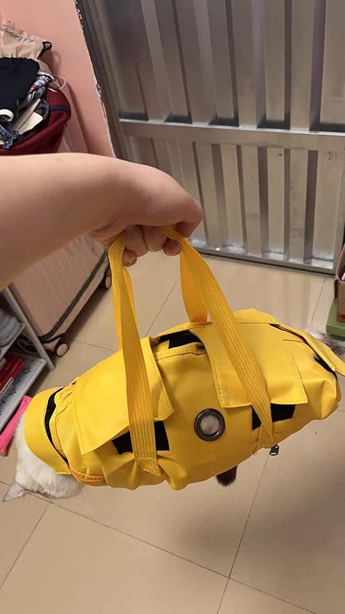 HDKUW Cat Grooming Bag,Foldable Travel Carrier for Cats,Anti-Bite Anti-Scratch Cat Grooming Restraint Bag,Pet Carrier for Administering Eye Drops,Ear Cleaner,Clipping Nails Yellow S