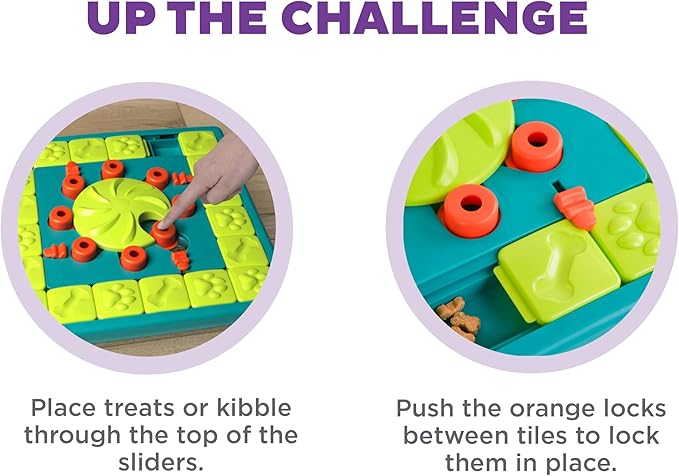 Outward Hound by Nina Ottosson Multipuzzle Level 4 Expert Dog Treat Puzzle for Enrichment, Blue