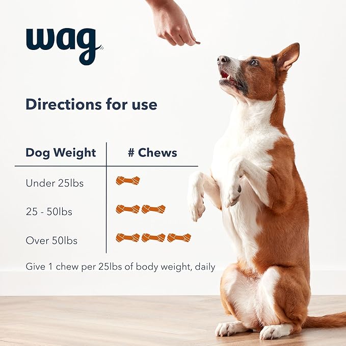 Amazon Brand - Wag Probiotic Supplement Daily Chews for Dogs, Supports Digestion and Gut Health, Natural Duck Flavor, 90 count