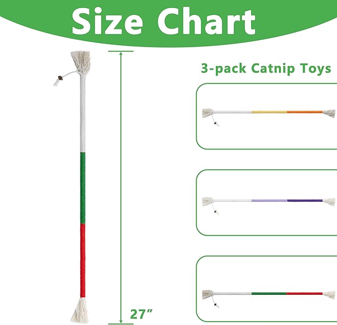 3pcs Safe Cat Rope Toy,Teeth Clean Toy for Cat, Cat Chew Toys for Indoor Cat,Kitten Interactive Toys