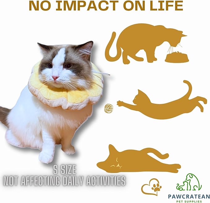 Adjustable Comfy Flower Style Elizabeth Collar for Cats Puppies Soft Recovery Cone Pet Protective Neck Collar (Yellow, Medium)