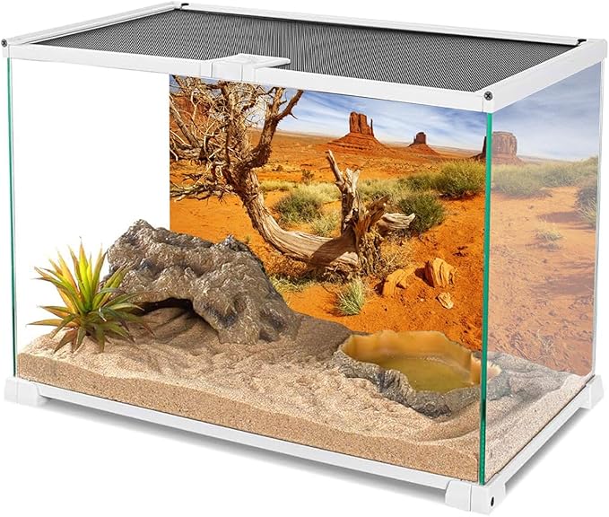 AWERT 48x18 inches Reptile Habitat Background Orange Desert Terrarium Background Durable Polyester Background