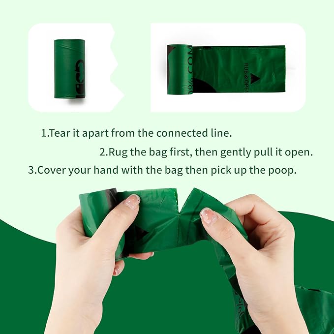 Certified 100% Compostable Poop Bags for Dogs, 270 Count Guaranteed Leak Proof and 18 Microns Extra Thick Dog Waste Bag, 18 Rolls of Plant Based Doggie Poop Bag, No Scented with ASTM D6400 & EN13432