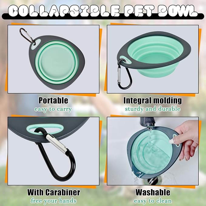 CONLI Dog Treat Pouch Set Portable Dog Training Treat Pouch with Folding Bowl and Training Clicker, Auto Closing Pet Snack Reward Pocket Treat Pouches for Pet Training Walking