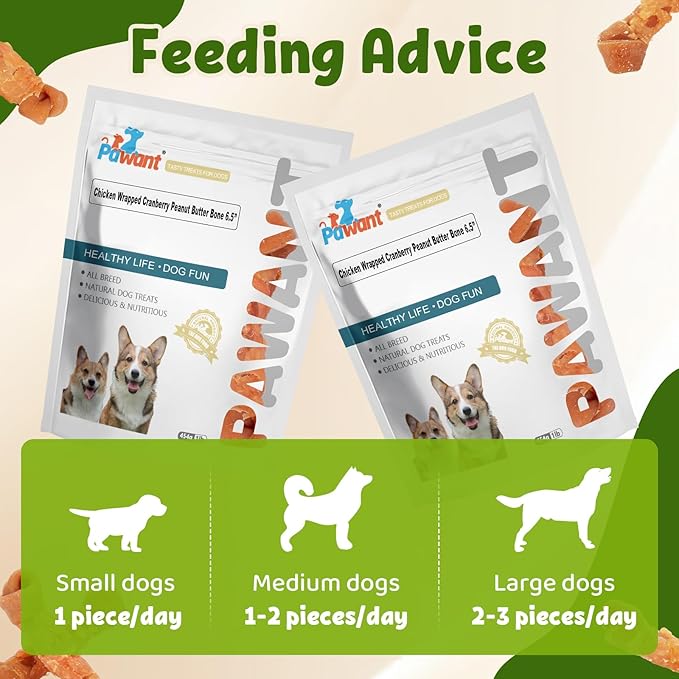 Dog Treats Chicken Wrapped Peanut Butter Bone Rawhide Free Dog Chews Long Lasting 6.5" 454g