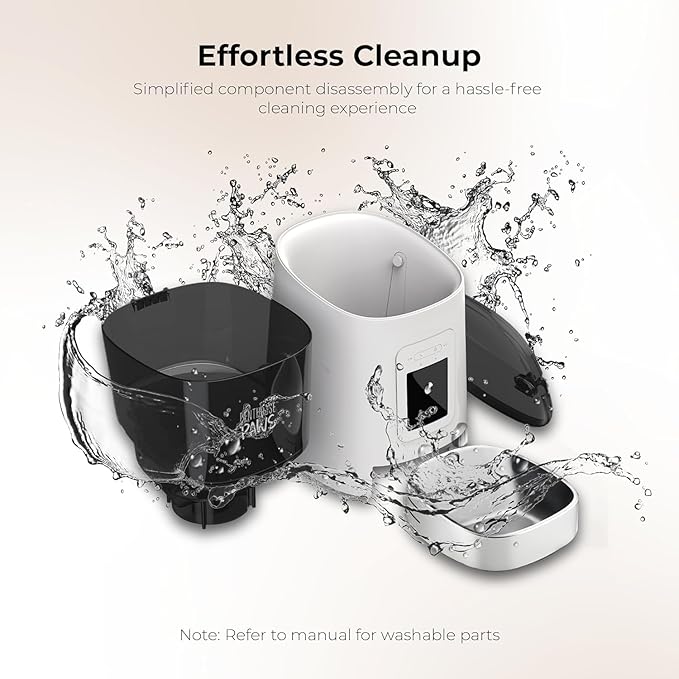 Smart HD Cat Feeder, 2 Way Audio + Voice Recording, Automatic Feeder for Dog with 1080p Night Vision Camera, WiFi App Controlled, Battery Backup, Anti Jam 6L Upto 15 Daily Meals, White Stainless