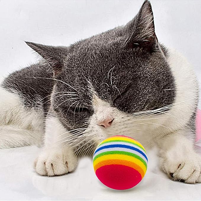 PET SHOW 20Pcs Cats Toys Interactive Kitten Ball Toys Assortments Variety Pack for Indoor Cats Mice Feather Sparkle Crinkle Ball Bells Spring