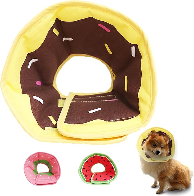 Soft Dog Cone, Lightweight Elizabethan Collar for Dogs, Adjustable Soft Cones for Dogs/Cats to Stop Licking After Surgery, Cute Donut Cone of Shame Alternatives for Pets (Small)