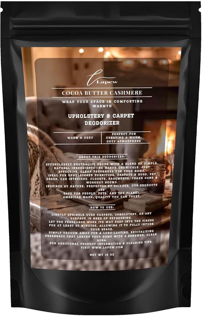 Cocoa Butter Cashmere Carpet Freshener Powder: Powerful Odor Eliminator for Home, Upholstery Deodorizer, Carpet Deodorizer, Pet Urine, Cat Litter Box - Cocoa Butter Cashmere Fragrance.