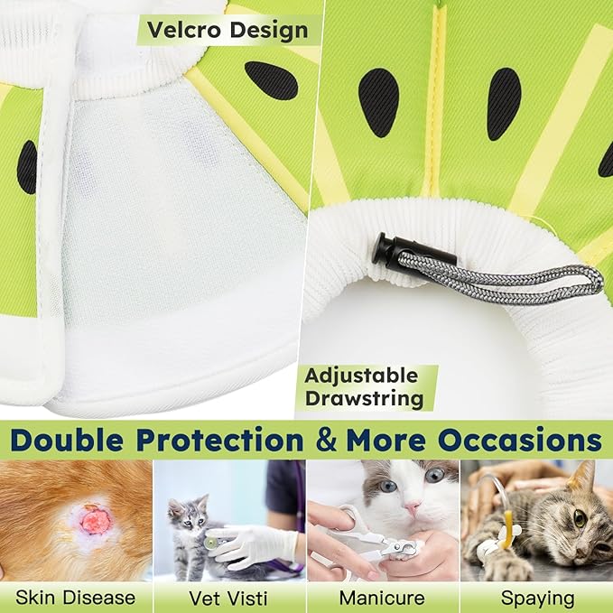 Cat Cone Collar Soft, Waterproof Cat Recovery Collar After Surgery, Adjustable Pet Donut Collar, Safety Elizabethan Collar to Prevent Licking Wounds for Kittens, Pet Cone Alternative