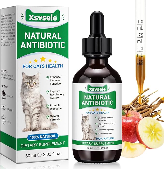 Antibiotics for Cats | Cat Antibiotics | Natural Antibiotics for Cats | Pet Antibiotics | Cat Itchy Skin Relief | Cat Allergy Relief | Cat Antibiotics for Skin Infection | 2 Fl Oz-Chicken Flavour