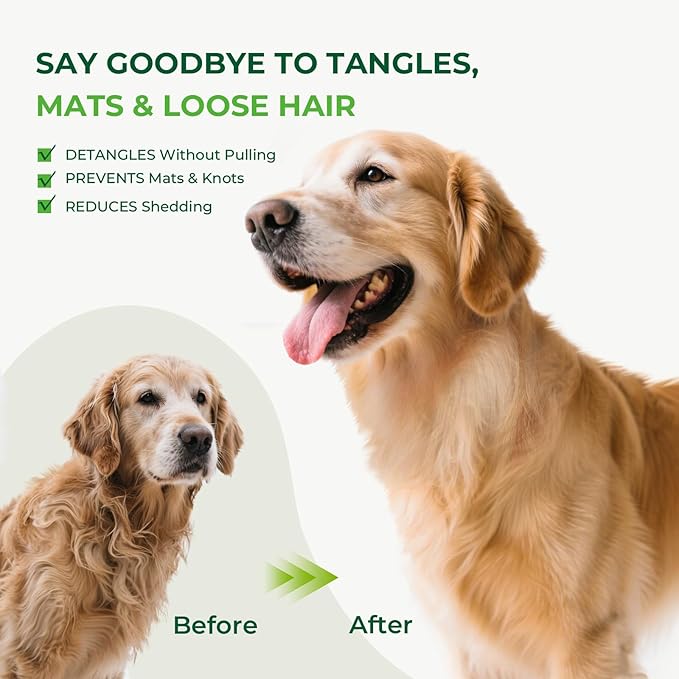 Pecute Slicker Brush for Dogs Cats with Air-Cushion and Soft Pins, Dog Brush for Shedding Massaging Grooming, Lightweight Cat Brush with Pet Comb, Gently Removes Loose Fur Undercoat