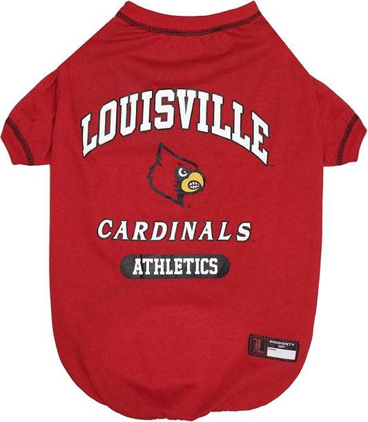 Pets First Collegiate LOUISVILE CARDINALS Dog T-Shirt, Medium. - Licensed Shirt for Pets Team Colored with Team Logos.- Premium Stretchable Materials for the Comfrot of your Dog & Cat.
