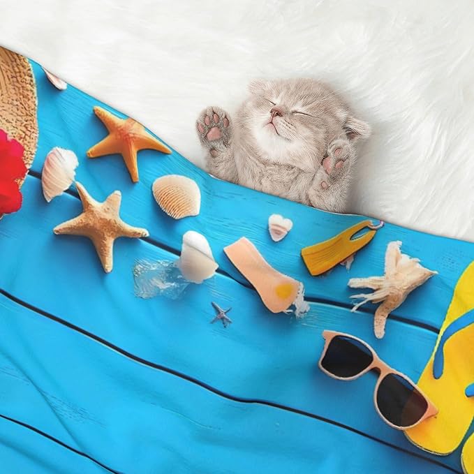Waterproof Dog Blanket Soft Pet Blanket for Puppy Cat, Fleece Cat Throw Blankets for Furniture Bed Couch Sofa Reversible - Boards and Beach