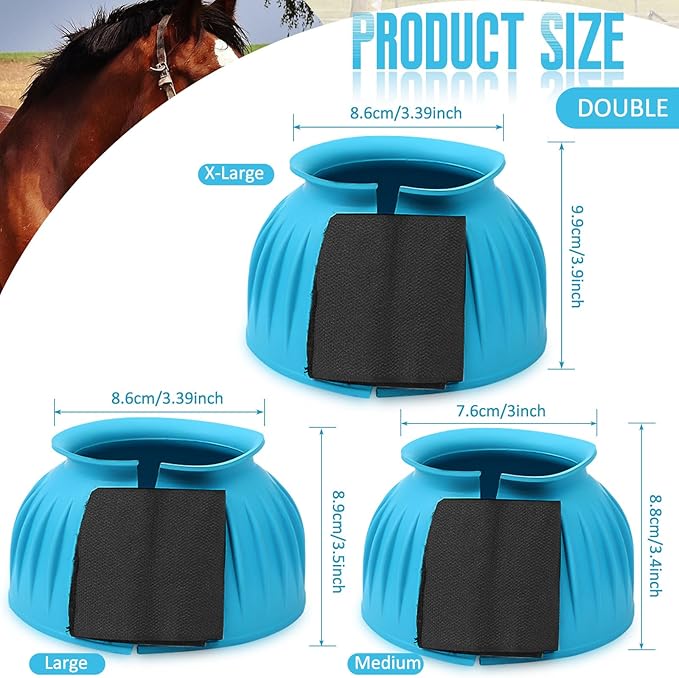 Abbylike Bell Boots for Horses 1 Pair/2 Pair Available, Protect Against Hoof Impact Trauma, Rubber Bell Boots Horse Care for Turnout, No Rub Design Wrap Hook and Loop