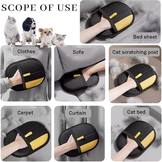 Whisker Gizmo Pet Hair Remover，Reusable Pet Hair Remover Glove，Pet Hair Removal Glove, Ultimate Pet Grooming Glove for Cats & Dogs - Dual-Sided Electrostatic Pet Hair Remover Mittens (2PCS)
