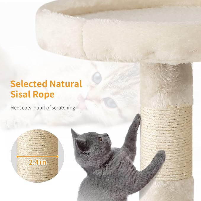 BestPet Cat Tree 36 inch Tall Scratching Toy Activity Centre Cat Tower Cat Condo Multi-Level Furniture Scratching Posts for Indoor Cats,Beige