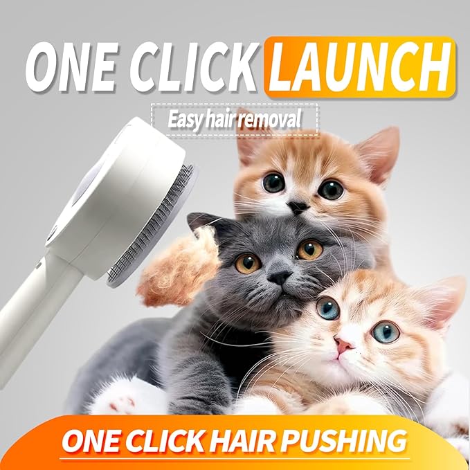 3 in 1 Cat Steam Brush, Self-Cleaning Anti-Static Pet Spray Hair Removal Comb for Cats with Release Button and Tank, Rechargeable Steam Brush for Shedding, Massage and Cleaning