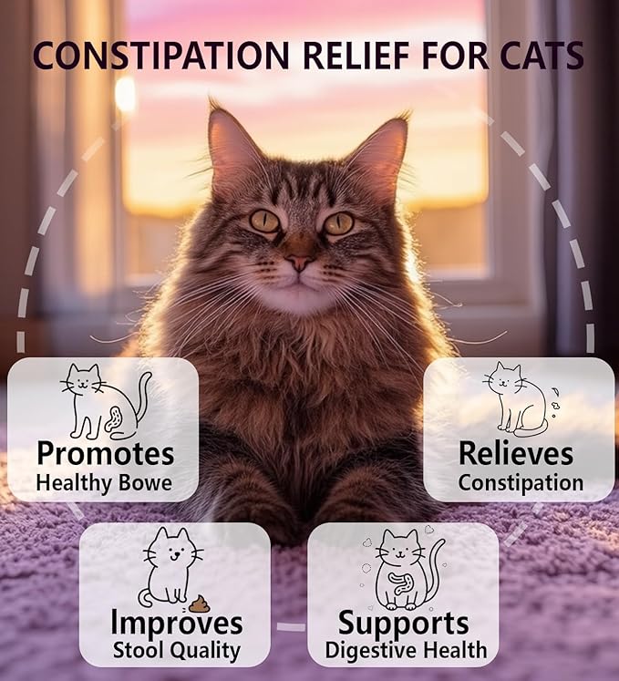 Cat Constipation Relief, Constipation Relief for Cat, Cat Laxative Constipation Relief, 100% Natural Cat Laxative with Probiotics Cat Stool Softener, Promotes Digestive Health - 2 fl oz