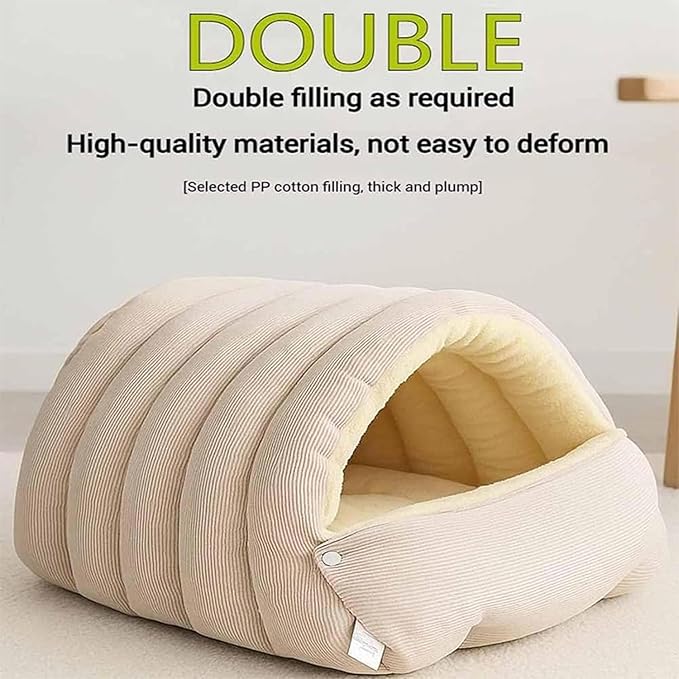 Expectation Cat Bed, Removable and Washable Winter Closed-Off Cat Bed, Soft Fluffy Warm Autumn/Winter Cats House, Washable Non-Slip Pet Sleeping Bag for Indoor Cats Small Dogs (G,Medium)