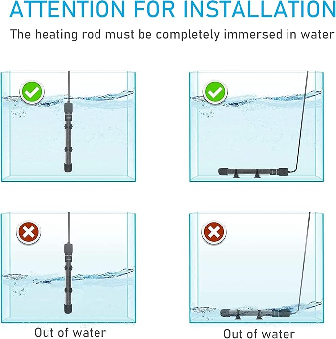 YukiHalu Small Submersible Aquarium Heater, Adjustable Mini Fish Tank Heater 25W 50W 100W 200W 300W with External Temperature Controller, LED Display, Used for 5/10/20/40/60 Gallons (300 Watt)
