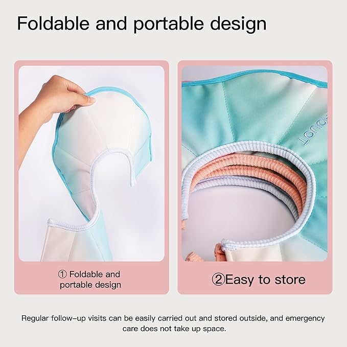 Touchdog Foldable Dog Cone Collar for Cats & Dogs - Adjustable Soft Recovery Collar with Waterproof PU Coating, Lightweight Design, 24.5cm/9.6in Wide Barrier (Pink Gradient Color, L)