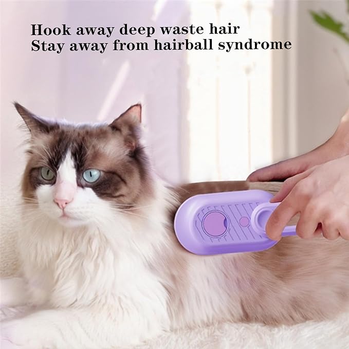 Pet Grooming Brushm,Cat Brush,3 In1 Spray Cat BrushSelf-Cleaning Wet Dog Comb with USB Rechargeable & Water Tank,Suitable for Dogs,Cats to Reduces Flying Hair,Remove Tangled & Loose Hair (Purple)