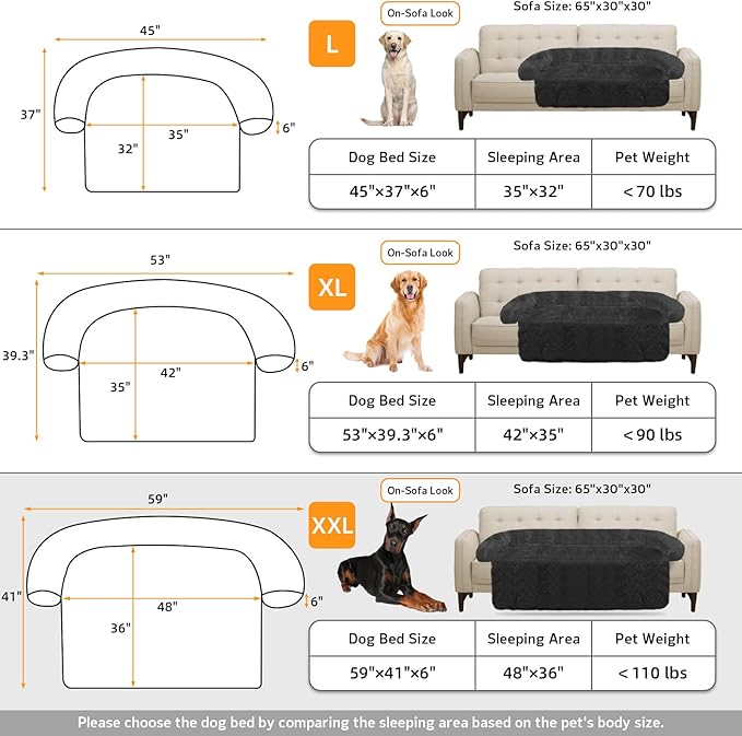 GGIB Calming Dog Bed Fluffy Plush Dog Mat for Furniture Protector with Removable Washable Cover for Large Medium Small Dogs and Cats (Extra Extra Large, Dark Grey)
