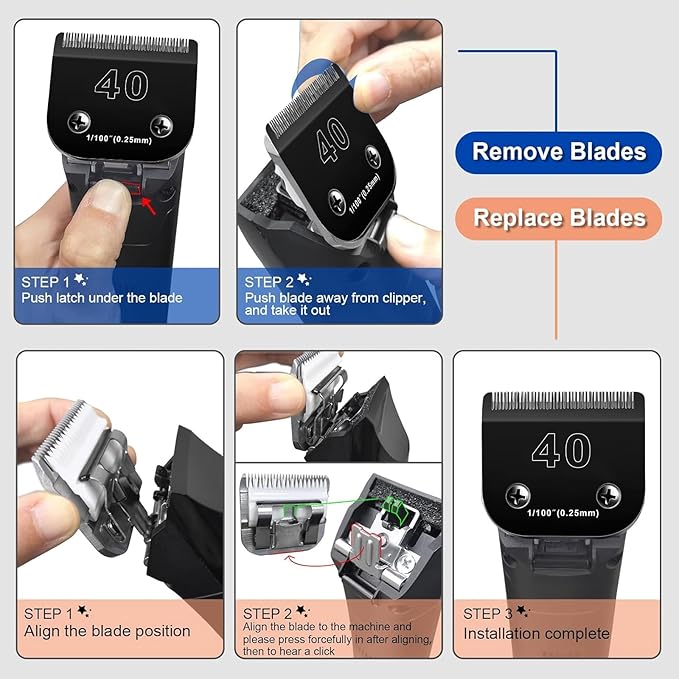 4F Blades Dog Grooming Blades Compatible with Andis/Oster A5/Wahl KM-10 Series Dog Clippers,Detachable Clipper Replacement Blade,Black(4FC/3PCS)