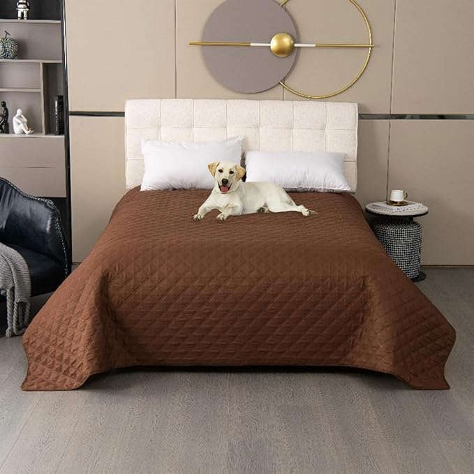 GIBZ Waterproof Dog Bed Cover Anti Slip Pet Furniture Protector Blanket Washable Thick Quilted Mat, Brown, 50.8x76.2cm