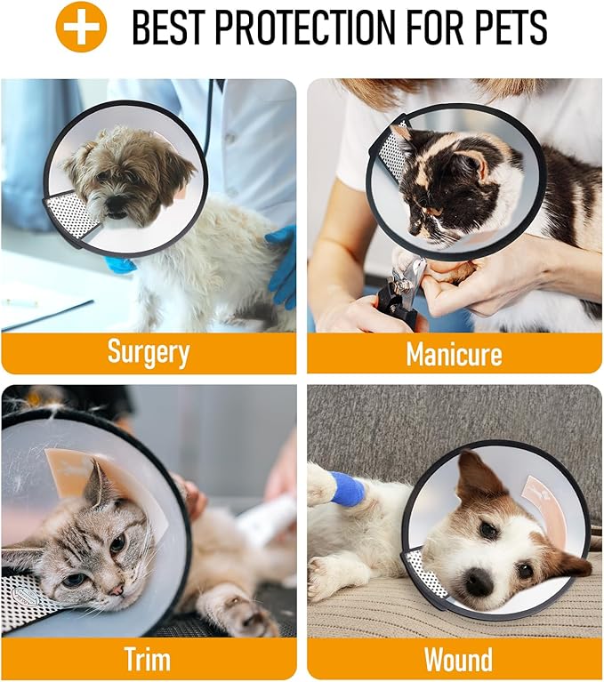 Adjustable Dog Cone Collar After Surgery Soft Cone of Shame Alternatives for Dog Cat Puppy Plastic Elizabethan Collar for Dogs from Licking Biting Scratching Wounds(XXXL,Neck:16.5-18.1in)