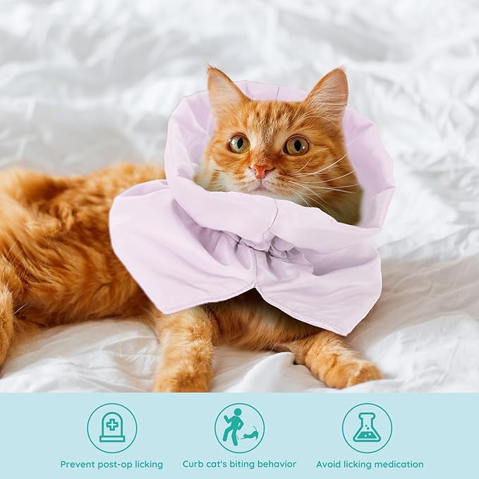 Cat Recovery Collar, Soft Adjustable Cat Cone Alternative, Lightweight Waterproof Fasteners Collars for Cats Kittens Puppies, After Surgery Stop Licking and Daily Use (Sakura Pink, (Neck5.5-9.8"))