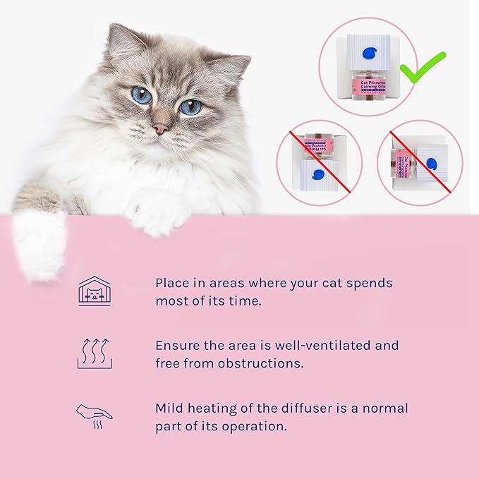 Cat Calming Pheromones Diffuser: 2 Classic Cats Plug in Refill Diffusers for Relaxation & Comfort - Reduce Stress Barking & Scratching - Indoor 60 Days Supply