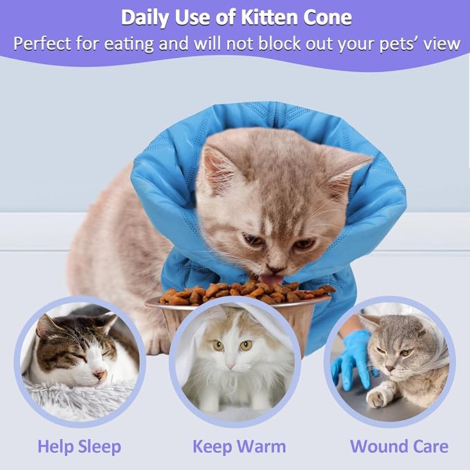 Soft Cat Cone Collar, Kitten Cone for Recovery - Adjustable, Lightweight Elizabethan Collar Alternative