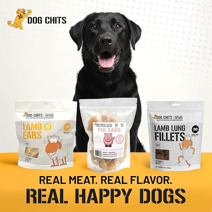 Dog Chits Lamb Ears for Dogs – 100% Natural Baked Lamb Ear Dog Treats – Grain-Free, High Protein, Lower Fat Training Chews – Dental Health & Joint Support – for Medium and Small Pups – 35 Pack