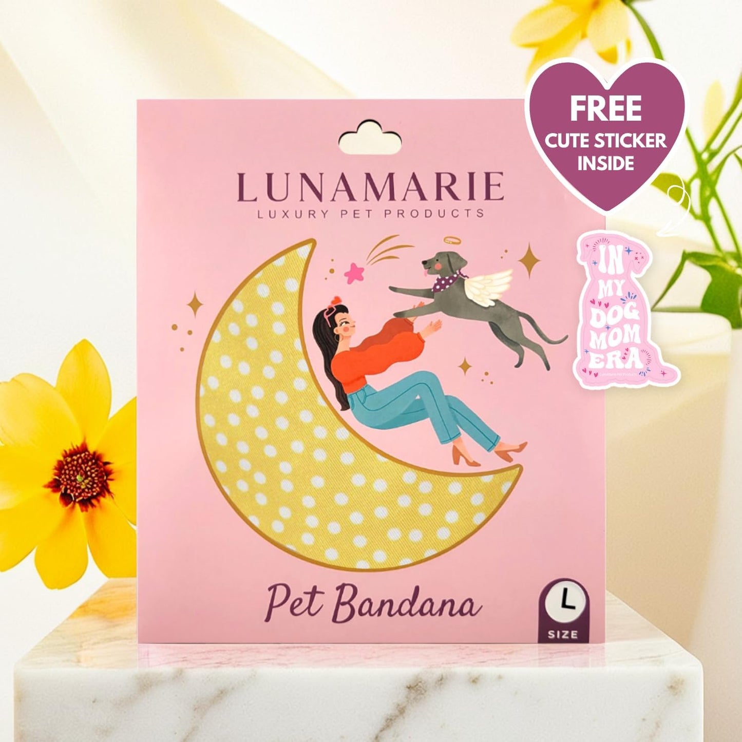 LunaMarie - Luxury Dog Bandanas - Puppy Bandanas Cat Accessories | Premium & Silky Fabric | 100% Handmade Quality | Custom Shape Dual Layered Reversible Small, Medium, Large Cat Scarf (Sophie, Medium)