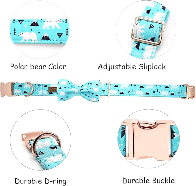 Dog Collar-Bow Dog Collar Blue Bear Pattern Pet Collar Dog Cute Bow Tie Soft Girl Boy Dog Collars with Metal Buckle Wonderful Gift for X-Small Puppy