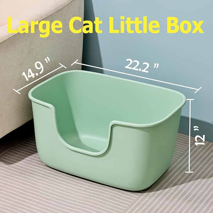 SpaceTime Extra Large Litter Box with High Sides,XL Low Entry Multi Cat Litter Pan for Kittens,Jumbo Litter Boxes for Big Cats,Anti-Splashing Cat Boxes for Indoor Cats,Open Top,Easy to Clean (Grey)