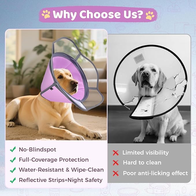 Soft Dog Cone Collar After Surgery Recovery,Adjustable E-Collar with Removable Shield,Lightweight,Breathable Anti-Licking Protective Cone for Large,Medium,Small Pets (Rose Pink, XL (Neck:17''-22''))