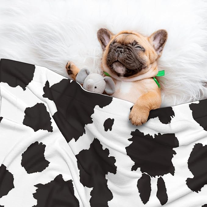 Waterproof Dog Blanket Soft Pet Blanket for Puppy Cat, Fleece Cat Throw Blankets for Furniture Bed Couch Sofa Reversible - Cow Skin 2