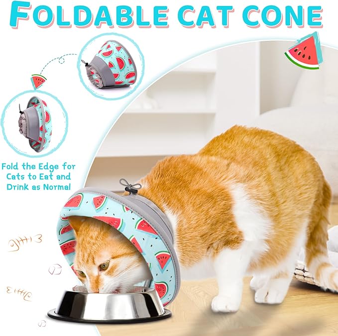 Cat Cone Collar Soft to Stop Licking, Adjustable, Foldable Lightweight Kitten Cones After Surgery Recovery for Cats & Kittens, Cat Cone Alternative (Blue, M)