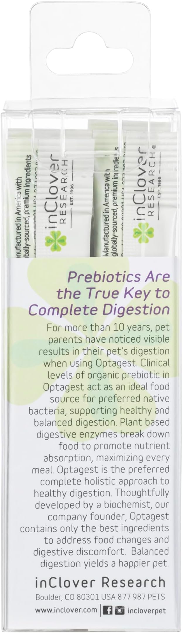 InClover Optagest Natural Digestive Aid, Organic Prebiotics & Enzymes Supplement Powder for Dogs and Cats - Promotes Healthy Stools, Less Gas, Optimal Nutrient Absorption, Intestinal Balance, 7 sticks